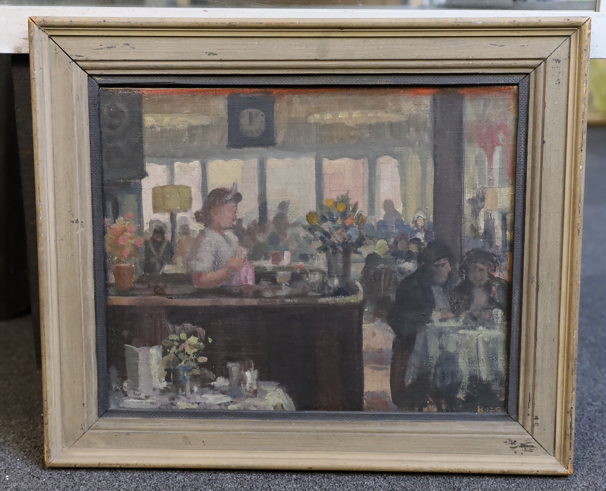 B.G. Staniland, 'A café in Newcastle', oil on board, 30 x 36cm